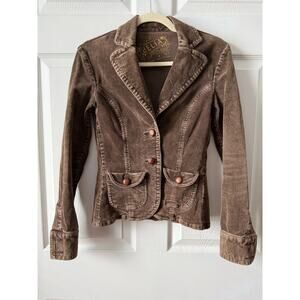 Vintage Y2K Delia’s Brown Corduroy Jacket XS Fitted Blazer 90s Stretch Cotton